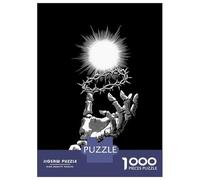 Puzzle pour Adultes 1000 Pièces Crown of Thorns and Skeleton Hand Puzzles pour Adultes, Jouet, Décoration Murale, Améliore La Mémoire, Idéal comme Cadeau 70x50cm/1000pcs