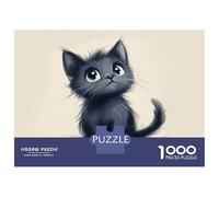 Puzzle pour Adultes 1000 Pièces Cute Black Kitten Illustration Puzzle Jeux Relaxants Défi Difficile Cadeaux Uniques pour Anniversaire Et Noël 38x26cm/1000pcs