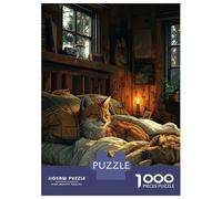 Puzzle pour Adultes 1000 Pièces Cute Fox Sleeping on Bed Puzzles pour Adolescents Jeux Amusants Analyse Et Logique Difficile Et Stimulant 70x50cm/1000pcs