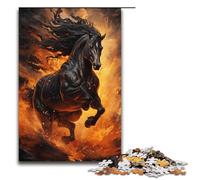 Puzzle pour Adultes 1000 pièces Dark Horse on Fire. Chaque pièce est Unique. Jeu Familial Stimulant et Amusant. 1000 pièces (38 x 26 cm).
