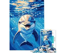 Puzzle pour Adultes 1000 pièces Dauphin Souriant sous-Marin Jeu Impossible Apprentissage Jouet éducatif Cadeau d'anniversaire Découpe de précision (Dimensions 38x52cm)