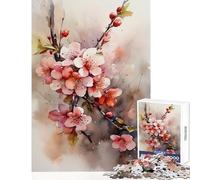 Puzzle pour Adultes 1000 pièces Décoration Murale en Forme de Branche de Cerisier et Jeu éducatif avec Poster et fiche de Questions Assortis Dimensions 50x75cm