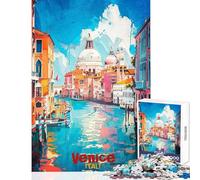 Puzzle pour Adultes 1000 pièces Découverte de Venise Affiche Artistique Jeu Impossible Apprentissage Éducatif Jouet Anti-Stress Améliorer l'amour Entre Les Couples (38x52cm)