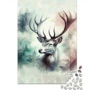 Puzzle pour Adultes 1000 Pièces Deer Wall Art Print Puzzles pour Adolescents, Jouet, Décoration Murale, Cadeaux Uniques pour Anniversaire Et Noël 38x26cm/1000pcs