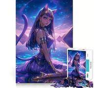 Puzzle pour Adultes 1000 pièces Déesse céleste Bastet Art épuré Jeu de logique Amusant et Relaxant Cadeau de Noël apaisant (50x75cm)
