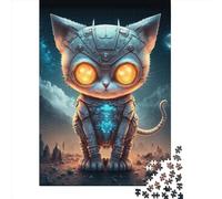 Puzzle pour Adultes 1000 Pièces Design Chat Mécanique Spatial, Puzzle Rectangle Créatif, Jeu de Décompression, 1000 Pièces (75x50cm)