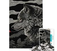 Puzzle pour Adultes 1000 pièces Dessin au Trait d'un Loup dans Les Montagnes idéal pour Un Anniversaire ou Noël Niveau de difficulté Difficile Jeu Familial adapté aux Personnes de 14 Ans et Plus
