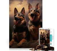 Puzzle pour Adultes 1000 pièces Deux bergers allemands au crépuscule, Puzzle Artistique aux Bords précis, Jeu créatif et Amusant, idéal pour Passer Un Moment agréable, décoration de Noël (38x26cm)