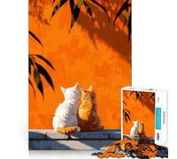 Puzzle pour Adultes 1000 pièces Deux Chats sur Un Mur, Puzzle Artistique aux Bords précis, Jeu créatif et Amusant, idéal pour Passer Un Moment agréable, décoration de Noël (38x26cm)