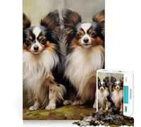 Puzzle pour Adultes 1000 pièces Deux Chiens Papillon Articulations Lisses Jeu de Concentration Amusant Jeu Occasionnel Cadeau d'anniversaire Amusant (38x26cm)