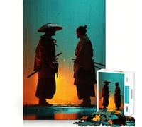 Puzzle pour Adultes 1000 pièces Deux Guerriers samouraïs Face à Face Jeu d'art aux Bords précis Stimule Le Cerveau Jeu Calme Cadeau d'anniversaire (38x52cm)