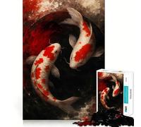 Puzzle pour Adultes 1000 pièces Deux Poissons Koi en Yin et Yang Découpe précise Jeu cognitif Artistique Jouet de détente Décoration Murale de Noël (50x75cm)