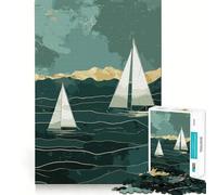 Puzzle pour Adultes 1000 pièces Deux voiliers en mer Jeu d'assemblage précis Casse-tête Cadeau Moment de détente et de Divertissement Idée Cadeau Artistique pour Noël (38x26cm)