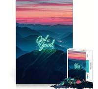 Puzzle pour Adultes 1000 pièces Dieu est Bon,découpe Premium,Jeu de réflexion,Divertissement,décoration Murale de Noël (50x75cm)