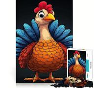 Puzzle pour Adultes 1000 pièces Dinde de Dessin animé aux Plumes Bleues,Puzzle Artistique aux Bords précis,Jeu créatif et Amusant,idéal pour Passer Un Moment agréable,décoration de Noël (38x52cm)