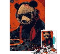 Puzzle pour Adultes 1000 pièces DJ Panda Souriant Jeu de Puzzle Manuel Une œuvre d'art Cadeau Unique pour Un Anniversaire ou Noël (Dimensions 38x26cm)