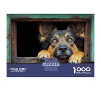 Puzzle pour Adultes 1000 Pièces Dog Looking Through A Green Window Puzzles pour Adultes, Jouet, Décoration Murale, Améliore La Mémoire, Idéal comme Cadeau 70x50cm/1000pcs