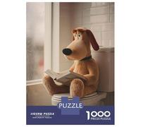 Puzzle pour Adultes 1000 Pièces Dog Plush Reading on Toilet Puzzles pour Adolescents, Jeu Manuel, Cadeaux pour Femmes, Cadeaux De Noël Et d'anniversaire 38x26cm/1000pcs