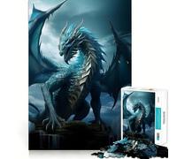 Puzzle pour Adultes 1000 pièces Dragon Ancien Bleu de l'eau,Articulation Fine,activité intellectuelle et ludique,Cadeau de Noël apaisant (38x26cm)