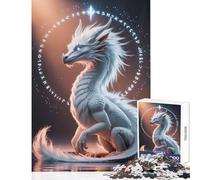 Puzzle pour Adultes 1000 pièces Dragon Blanc avec Runes Jeu Antistress Idée Cadeau Jeu de Manipulation avec pièces de Formes aléatoires Parfaitement emboîtables Dimensions 38x52cm