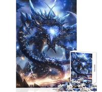 Puzzle pour Adultes 1000 pièces Dragon Bleu Cristal Anime Décoration intérieure Idée Cadeau Jeu de réflexion Renforce l'amour Entre Couples Dimensions 50x75cm