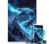 Puzzle pour Adultes 1000 pièces Dragon Bleu sur Montagne Assemblage Fin,activité intellectuelle Amusante et relaxante,Cadeau de Noël apaisant (38x52cm)