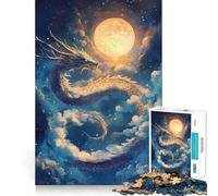 Puzzle pour Adultes 1000 pièces Dragon céleste sous Un Ciel Clair de Lune,découpe Premium,Jeu Intelligent,Jouet de réflexion,Cadeau Artistique de Noël (50x75cm)
