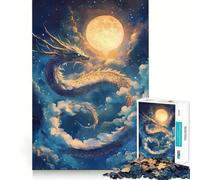 Puzzle pour Adultes 1000 pièces Dragon céleste sous Un Ciel Clair de Lune Design Finement découpé Activité intellectuelle Jeu de détente Décoration de Noël (38x26cm)