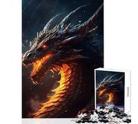 Puzzle pour Adultes 1000 pièces Dragon de Feu Ancien Jeu Anti-Stress Cadeau d'anniversaire Jeu éducatif Renforce l'amour Entre Couples Dimensions 38x26cm