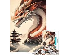 Puzzle pour Adultes 1000 pièces Dragon Japonais Jeu de Puzzle Stimulant Jouet éducatif Décoration Parfaite Cadeau Amusant (Dimensions 50x75cm)