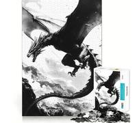 Puzzle pour Adultes 1000 pièces Dragon Noir en Encre,découpe précise,activité ludique et Intelligente,Loisirs et Divertissement,Cadeau d'anniversaire (38x52cm)