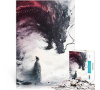 Puzzle pour Adultes 1000 pièces Dragon samouraï Japonais Jeu Familial Anti-Stress Défi Difficile Cadeau Amusant 52x38cm