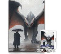 Puzzle pour Adultes 1000 pièces Dragon sous Une Pluie orageuse - Un Moment de détente apaisant - Assemblage précis et découpe Nette - Dimensions:38x26cm