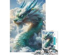 Puzzle pour Adultes 1000 pièces Dragon Vert dans Les Nuages Jeu de réflexion addictif pour cultiver la Patience pour Un Anniversaire (Dimensions 38x26cm)