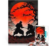 Puzzle pour Adultes 1000 pièces Duel de samouraïs avec Red Moon Jeu Familial Anti-Stress Défi Difficile Super Cadeau 52x38cm