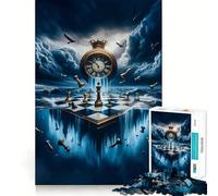 Puzzle pour Adultes 1000 pièces Échiquier du Temps Découpe Premium Jeu de réflexion Intelligent Temps Libre Divertissement Cadeau Artistique de Noël (38x26cm)