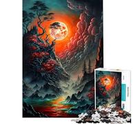 Puzzle pour Adultes 1000 pièces Éclipse Lunaire brumeuse Puzzle 1000 pièces Décoration intérieure Jouet Anti-Stress Jeu et Divertissement en Famille (38x52cm)