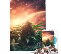 Puzzle pour Adultes 1000 pièces Éclipse Lunaire de Cannabis Jeu de réflexion addictif Jouet pour cultiver la Patience pour Un Anniversaire (Dimensions 38x52cm)
