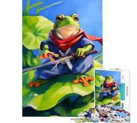 Puzzle pour Adultes 1000 pièces Eden Garden Samurai Frog Puzzle de 1000 pièces décoration intérieure Jouet décoration Murale Cadeau pour Les Amis et la Famille (38x52cm)