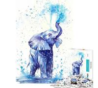 Puzzle pour Adultes 1000 pièces Éléphant cracheur d'eau Amusant à la Maison Décoration Parfaite Jeu Impossible pour Les 14 Ans et Plus (50x75cm)