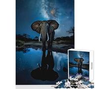 Puzzle pour Adultes 1000 pièces Éléphant dans la Nuit Décoration intérieure Jouet Jeu Familial Renforce l'amour Entre Couples Dimensions 50x75cm