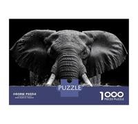 Puzzle pour Adultes 1000 Pièces Elephant in Water, Black and White Puzzle Jeux Relaxants Défi Difficile Cadeaux Uniques pour Anniversaire Et Noël 38x26cm/1000pcs