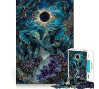 Puzzle pour Adultes 1000 pièces Éléphants célestes avec Cristaux d'améthyste,Travail Manuel de précision,Jeu Amusant et Relaxant,Cadeau d'anniversaire Original (50x75cm)