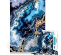 Puzzle pour Adultes 1000 pièces en Agate Bleue et dorée,Motif Abstrait,découpe Impeccable Un Jeu Amusant et Stimulant pour développer Ses capacités intellectuelles,idéal pour se détendre ou comme