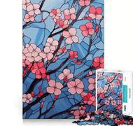 Puzzle pour Adultes 1000 pièces en Verre de qualité supérieure,Motif Fleurs de Cerisier,Jeu créatif et Amusant,idéal pour se détendre et décorer pour Noël (38x26cm)