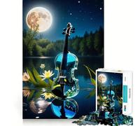 Puzzle pour Adultes 1000 pièces en Verre Transparent, Violon, Assemblage Lisse, Jeu de Concentration Amusant, Jeu Occasionnel, Cadeau d'anniversaire Amusant (50x75cm)