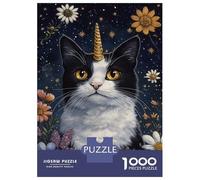 Puzzle pour Adultes 1000 Pièces Enchanted Feline Starlight -1 Puzzle Jeux Relaxants Défi Difficile Cadeaux Uniques pour Anniversaire Et Noël 52x38cm/1000pcs
