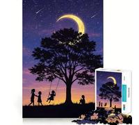 Puzzle pour Adultes 1000 pièces Enfants sous l'arbre au Clair de Lune Art des Bords précis Exercice Mental Jeu Amusant et Calme Activité d'anniversaire (38x52cm)