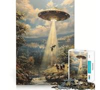 Puzzle pour Adultes 1000 pièces Enlèvement par OVNI Art de Bord précis Jeu d'adresse créative Jeu de détente Décoration de Noël (50x75cm)