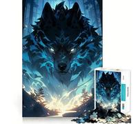Puzzle pour Adultes 1000 pièces Esprit du Loup Bleu,œuvre d'art Finement découpée,défi Intelligent et Amusant,Jeu de Calme,Cadeau d'anniversaire (38x26cm)